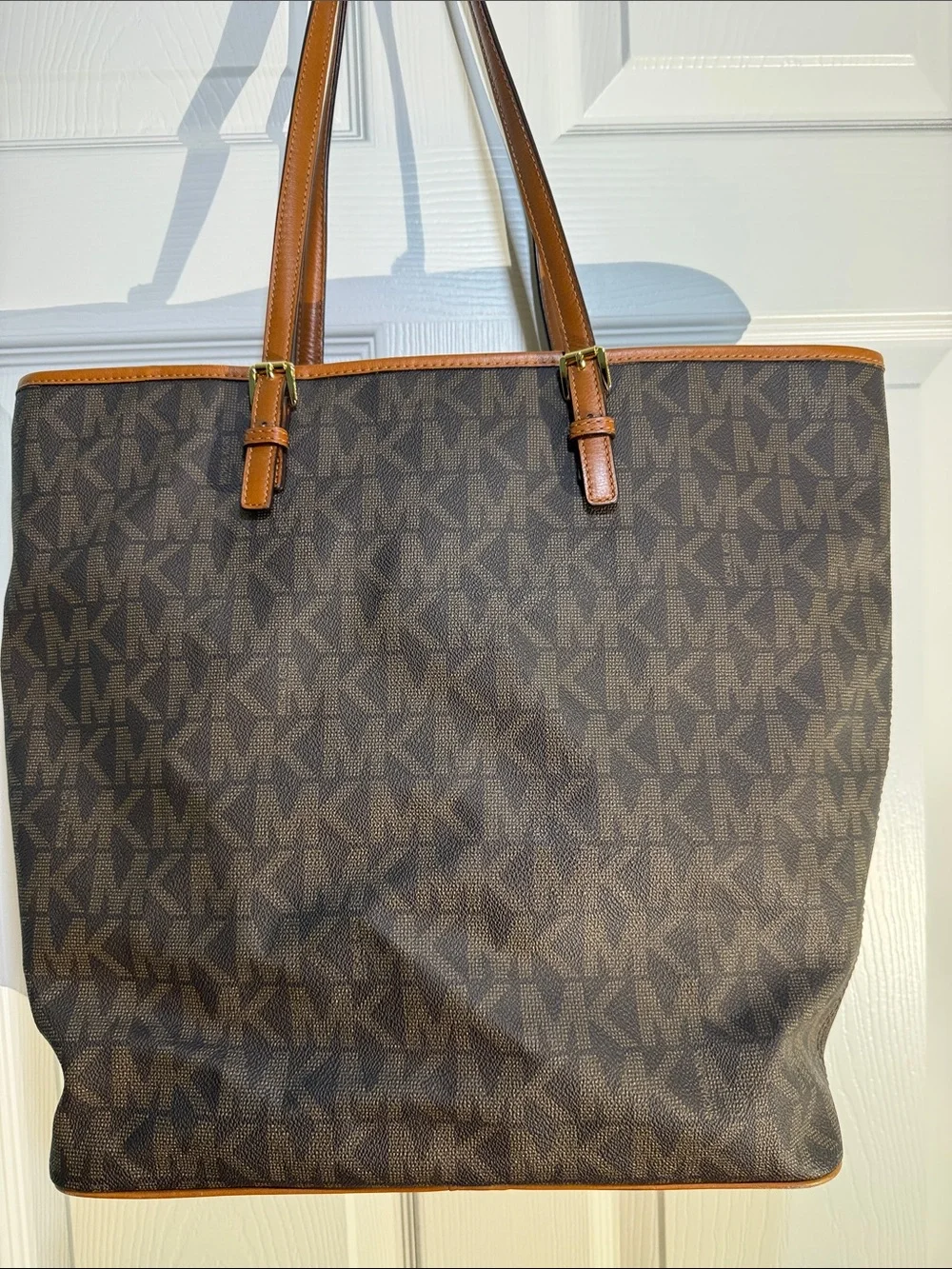 Michael Kors Brown & Tan MK Logo Laptop Tote